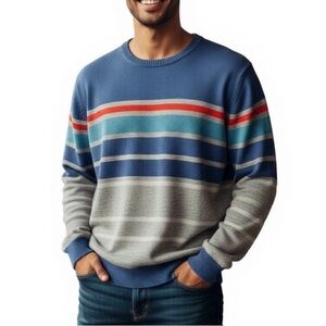 DIESEL MENS Multicolor Striped Sweater  small lightweight w flaw linen
